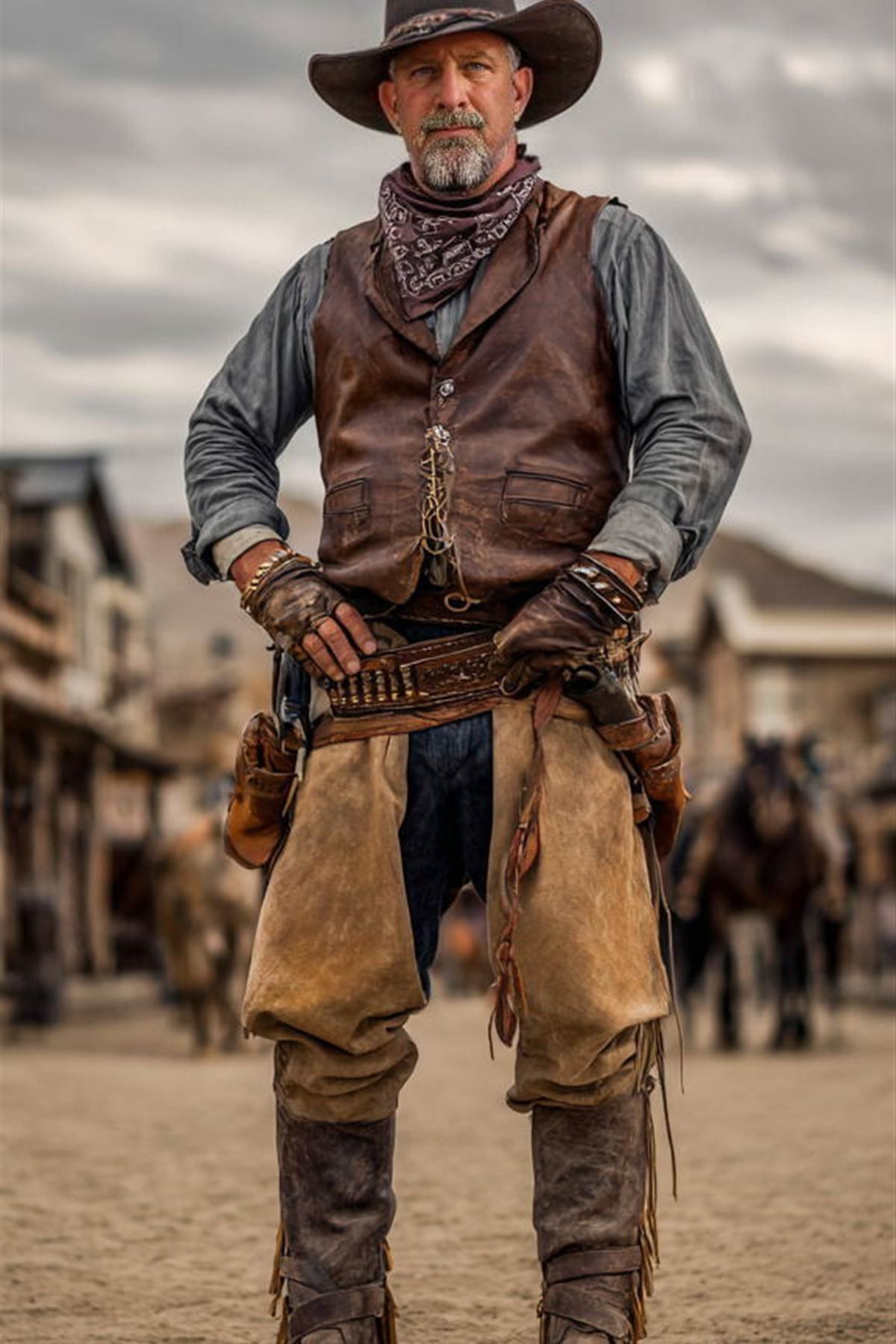Western cowboy costume example showing detailed character styling